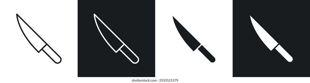 Kitchen knife icon vector collection in black and white.