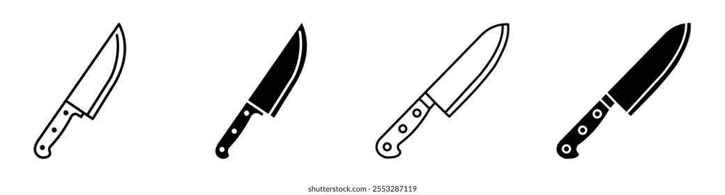 Conjunto de Vector de icono de cuchillo de cocina. EPS10