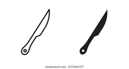 Colección de iconos de cuchillo de cocina. Iconos planos lineales delgados y negros