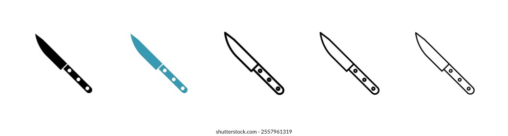 Kitchen knife icons pack in black and blue.