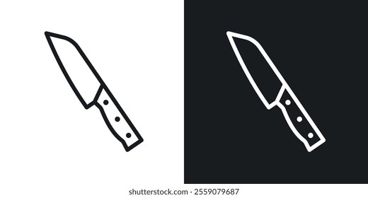 Kitchen knife icons. vector set in black colors