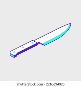 Ilustración de icono vectorial isométrico con cuchillo de cocina