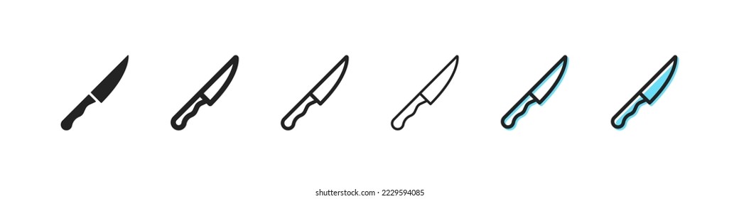 Kitchen knife line icon. Sharp knife for slicing and cooking. Cook, canteen, carving knife, chopper. Eating concept. Vector line icon on white background