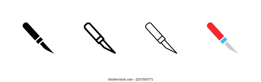 Kitchen knife line icon. Sharp knife for slicing and cooking. Cook, canteen, carving knife, chopper. Eating concept. Vector icon in line, black and colorful style on white background