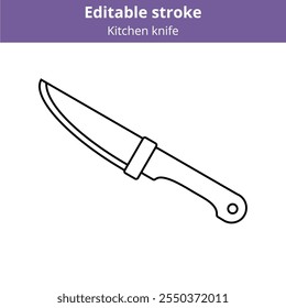 Kitchen knife line icon. Kitchen utensil for cooking outline symbol with editable stroke. Kitchenware for cutting, chef knife isolated symbol