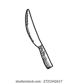 Esbozo de dibujos animados lineal de cuchillo de cocina aislado