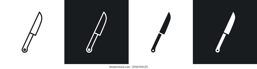 Kitchen knife linear icon set for app, and web design.