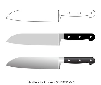 kitchen knife linear and realistic style