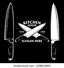 kitchen knife logo badge vector design