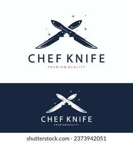 Kitchen Knife Logo, Chef Knife Logo Vector Design Illustration Template
