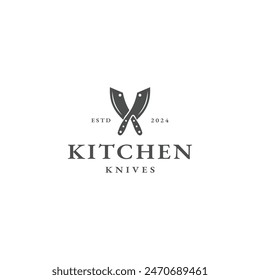 Kitchen knife logo design template flat vector