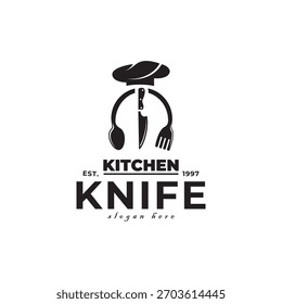 Plantilla de Vector del logotipo del cuchillo de cocina para el logotipo de la empresa o el diseño de alimentos y otros