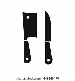 Kitchen knife and meat knife icon in simple style isolated vector illustration
