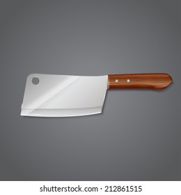 Kitchen knife for meat, on a gray background. Vector illustration.