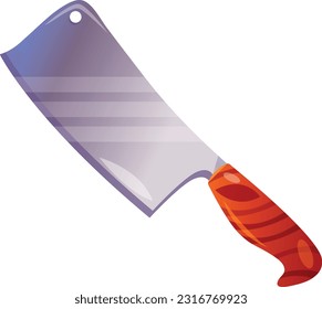 Kitchen knife for meat. Silverware utensil for eating. Kitchenware, kitchen utensil.  Cartoon vector icon for food apps and websites
