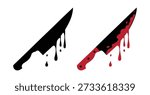 Kitchen knife. Murder weapon. Crime and murder. Knife in blood. Bloody knife icon in flat style isolated on white background. Crime symbol stock vector illustration. 