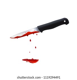 Kitchen knife. Murder weapon. Crime and murder. Knife in blood