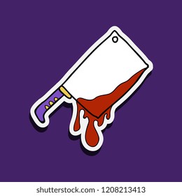 Kitchen knife. Murder weapon. Crime and murder. Knife in blood