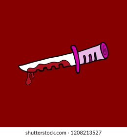 Kitchen knife. Murder weapon. Crime and murder. Knife in blood