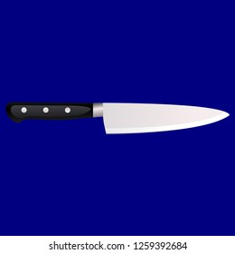 Kitchen knife on a colored background. Vector illustration in 3d style