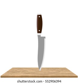 kitchen knife on a cutting board