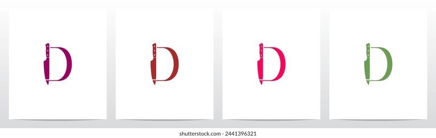 Cuchillo de cocina en la letra Diseño de logotipo inicial D