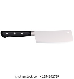 Kitchen knife on a white background. Vector illustration in 3d style