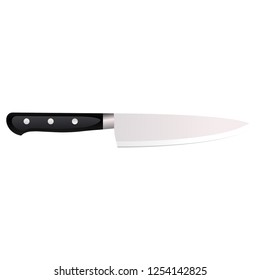 Kitchen knife on a white background. Vector illustration in 3d style