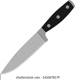 Kitchen knife on white isolated background. Vector illustration on the theme of kitchen utensils.