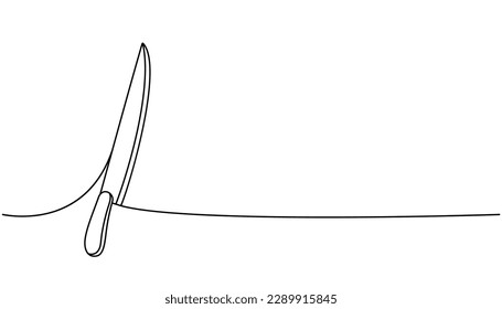 Kitchen knife one line continuous drawing. Kitchen tools continuous one line illustration. Vector minimalist linear illustration.