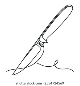 Kitchen knife one line continuous drawing. Kitchen tools continuous one line illustration. Vector minimalist linear illustration