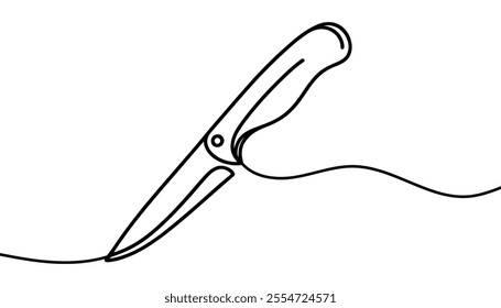 Kitchen knife one line continuous drawing. Kitchen tools continuous one line illustration. Vector minimalist linear illustration