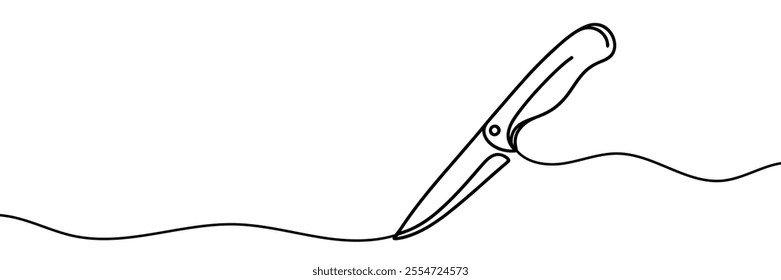 Kitchen knife one line continuous drawing. Kitchen tools continuous one line illustration. Vector minimalist linear illustration