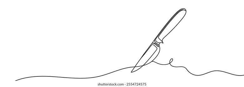 Kitchen knife one line continuous drawing. Kitchen tools continuous one line illustration. Vector minimalist linear illustration