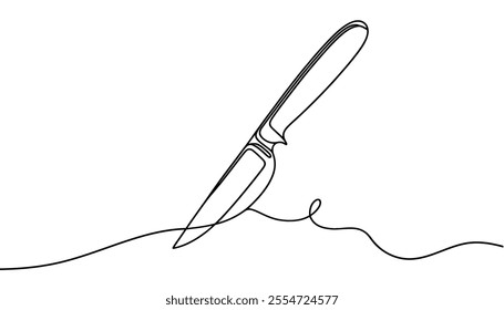 Kitchen knife one line continuous drawing. Kitchen tools continuous one line illustration. Vector minimalist linear illustration