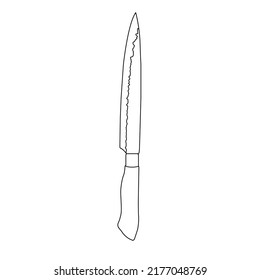 Kitchen Knife Outline Icon Illustration on White Background