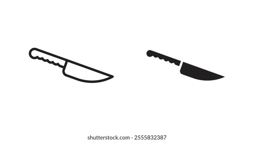 Kitchen knife outlined and solid icon vector collection.