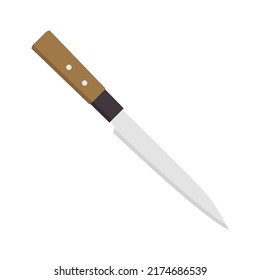 Kitchen knife. Paring. Flat design. Abstract concept. Vector illustration. Chef's kitchen knife white icon.