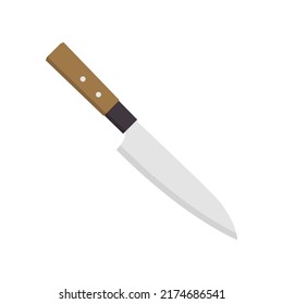 Kitchen knife. Paring. Flat design. Abstract concept. Vector illustration. Chef's kitchen knife white icon.