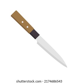 Kitchen knife. Paring. Flat design. Abstract concept. Vector illustration. Chef's kitchen knife white icon.