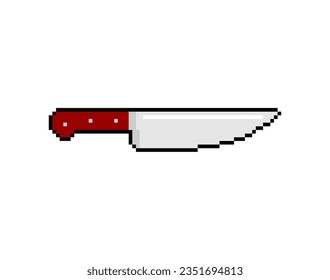 Kitchen knife pixel art, 8 bit kitchen utensils sign. pixelated Dishes Vector illustration