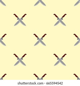 Kitchen knife seamless pattern steel sharp dagger metal military dangerous metallic sword vector illustration