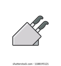 Kitchen knife set colored line icon, vector illustration.