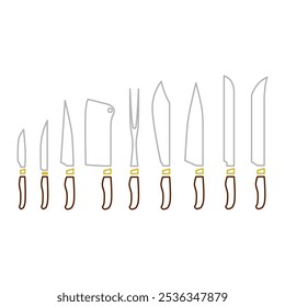 kitchen knife set icon in colored vector graphic ilustration