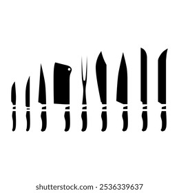 kitchen knife set icon vector graphic illustration