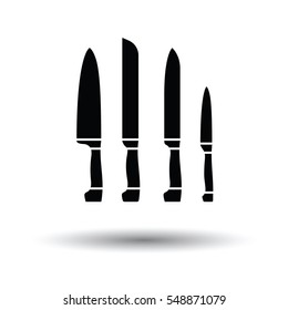 Kitchen knife set icon. White background with shadow design. Vector illustration.