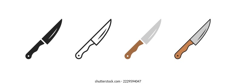 Küchenmesser-Strichsymbol. Scharfes Messer zum Schneiden und Kochen. Koch, Kantine, Schneiden, Schneiden Messer, Schlachten, Chopper. Esskonzept. Vektorliniensymbol auf weißem Hintergrund