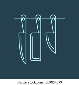 Kitchen Knife Set Line Icon. Eps-10.
