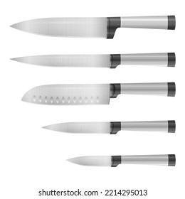 Cuchillo de cocina puesto sobre un fondo blanco. Ilustración vectorial.