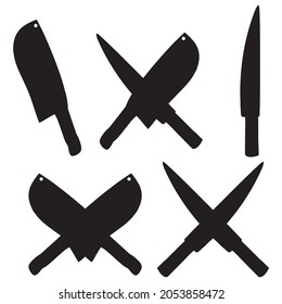 kitchen knife set silhouette vector